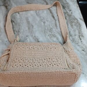 Amanda Smith Beige Crochet Shoulder Bag